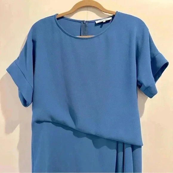 Gerard Darel Paris Rimini Crepe Asymmetrical Drape Dress Blue EU 40/US 10 EUC Gerard Darel Paris Rimini Crepe Asymmetrical Drape Dress Blue EU 40/US 10 EUC